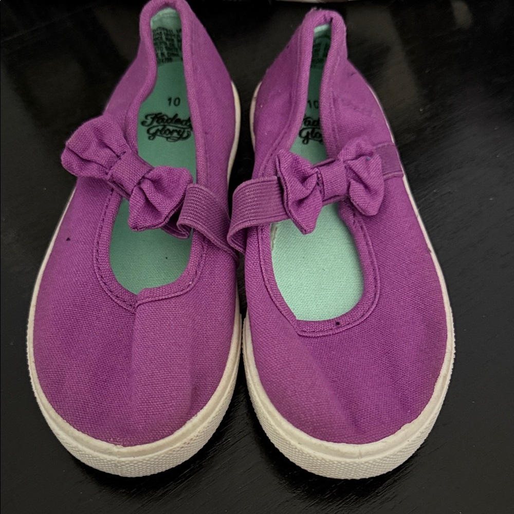 Faded Glory Purple Kids Dress Shoes with Bow